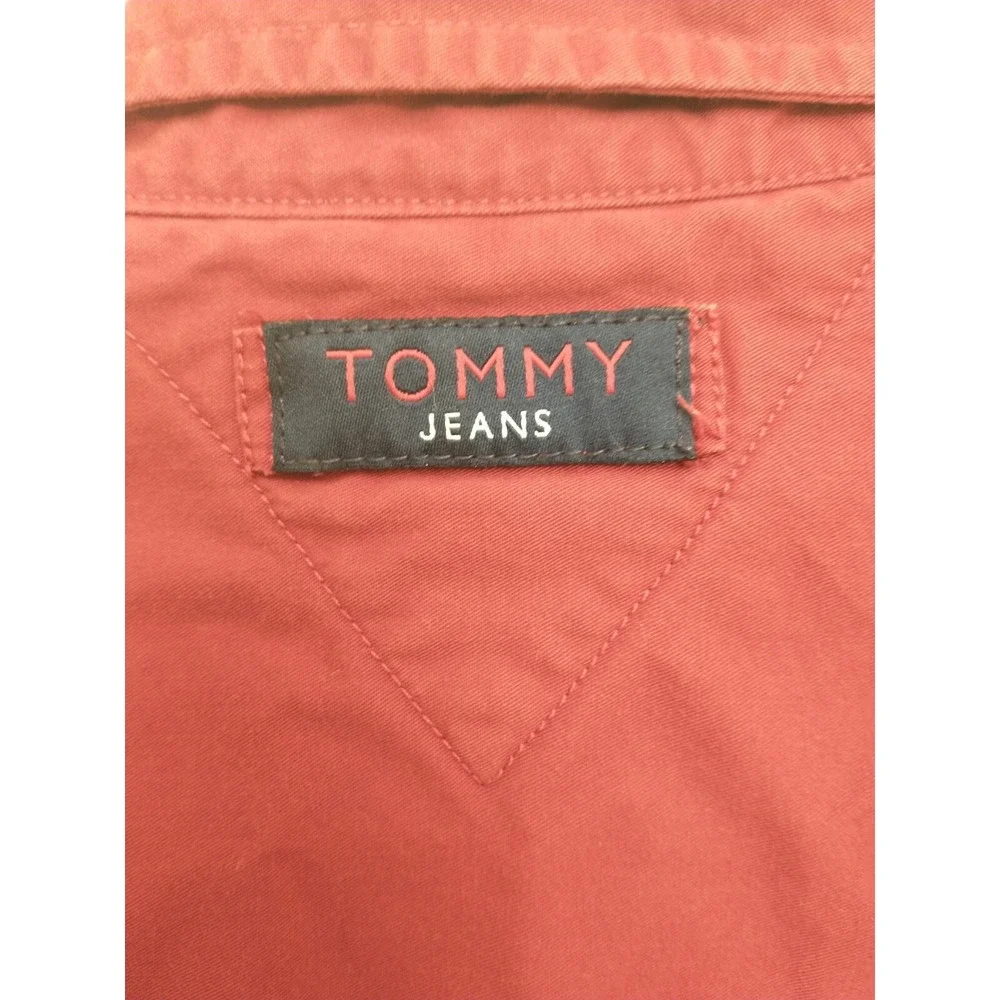 Vintage Men's Tommy Jean‎ Button Up Shirt Cargo Pockets Red XXL